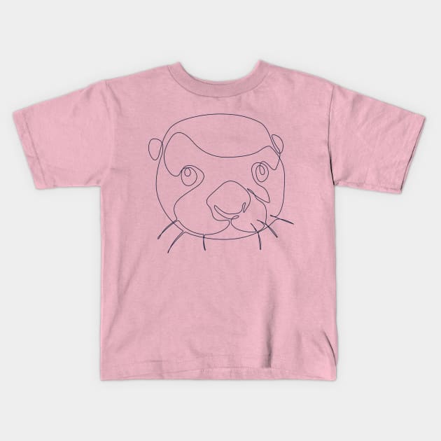 One Line Otter Kids T-Shirt by huebucket